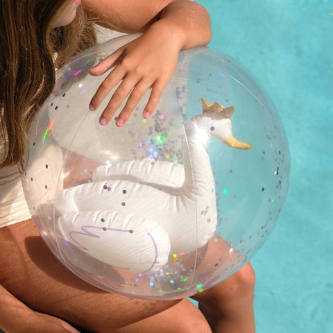 SUNNYLIFE 3D Inflatable Beach Ball Princess Swan Multi