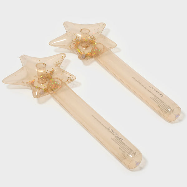 SUNNYLIFE Kids Inflatable Star Wand Princess Swan Gold Set of 2