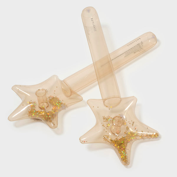 SUNNYLIFE Kids Inflatable Star Wand Princess Swan Gold Set of 2