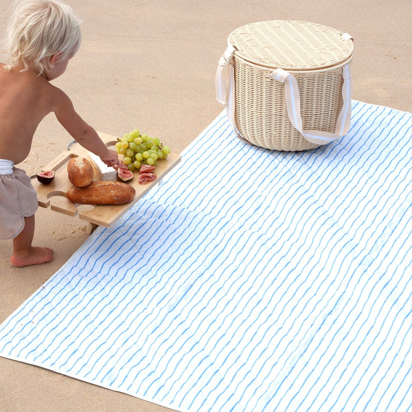 SUNNYLIFE Beach and Picnic Blanket Le Weekend Mid Blue-Cream