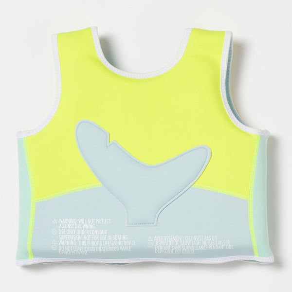 SUNNYLIFE Swim Vest 3-6 Salty the Shark Aqua Neon Yellow