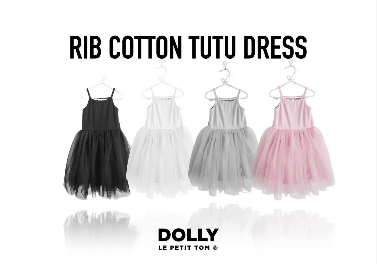 DOLLY BY LE PETIT TOM ® RIB COTTON TUTU DRESS WHITE