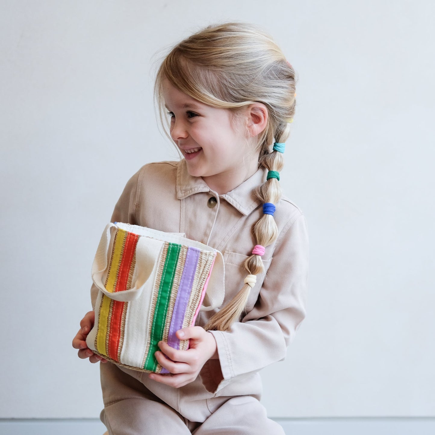 Mimi & Lula Rainbow Ribbon Basket BRIGHT MULTI