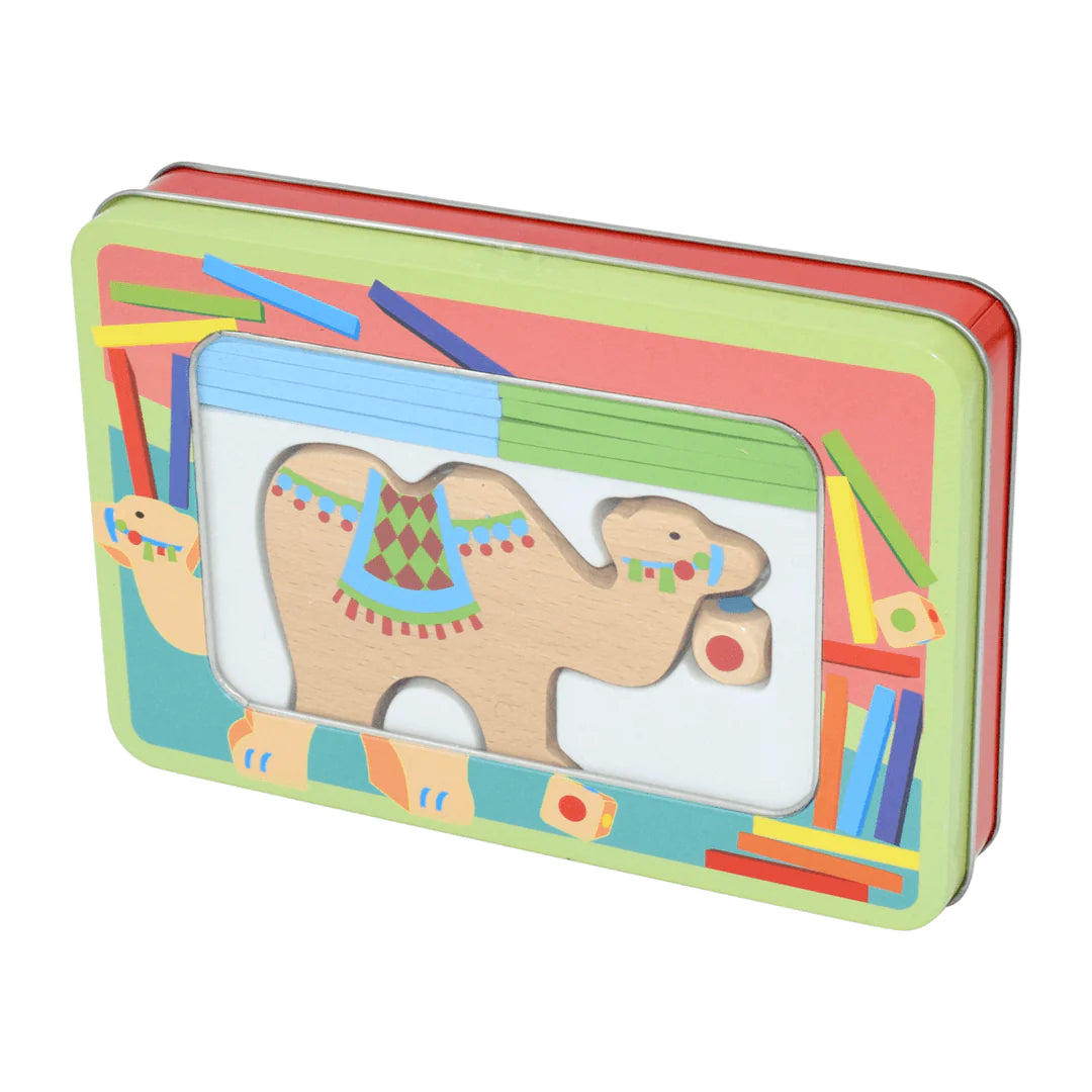 Wooden Camel Stacking Game In Tin