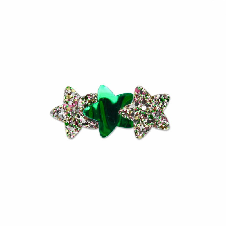 MILK X SODA GLITTER 3 STARS HAIR CLIP GREEN