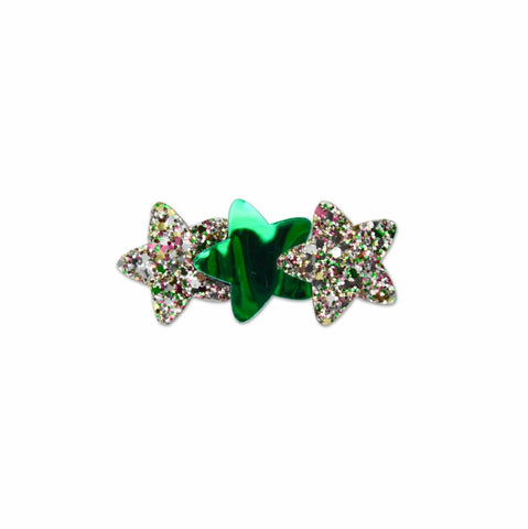 MILK X SODA GLITTER 3 STARS HAIR CLIP GREEN