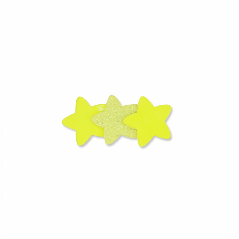 MILK X SODA GLITTER 3 STARS HAIR CLIP NEON YELLOW