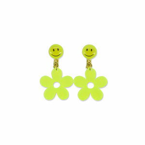 MILK X SODA HAPPY FLOWER EARRINGS NEON YELLOW