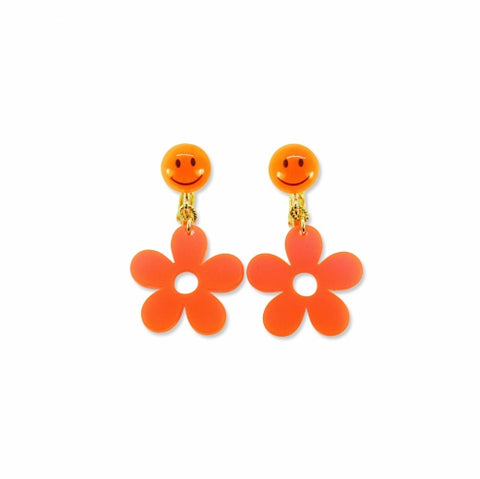 MILK X SODA HAPPY FLOWER EARRINGS NEON ORANGE