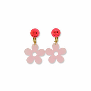 MILK X SODA HAPPY FLOWER EARRINGS NEON PINK