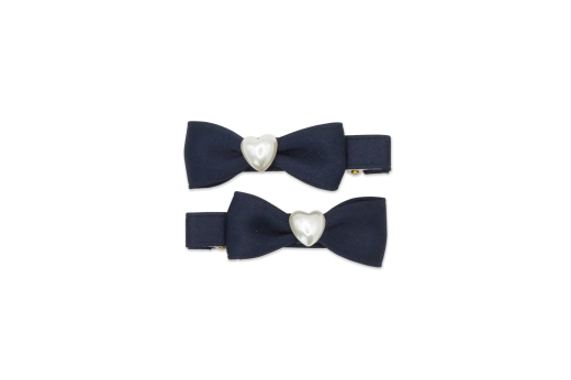 MILK X SODA SATIN BOW HAIR CLIP NAVY