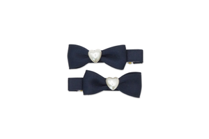 MILK X SODA SATIN BOW HAIR CLIP NAVY