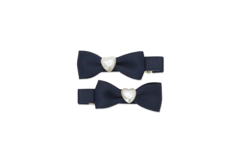 MILK X SODA SATIN BOW HAIR CLIP NAVY