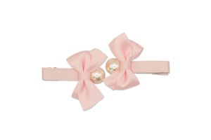 MILK X SODA SATIN PEARL RIBBON HAIR CLIP PINK