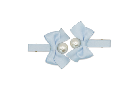 MILK X SODA SATIN PEARL RIBBON HAIR CLIP BLUE