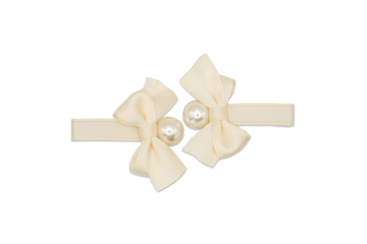 MILK X SODA SATIN PEARL RIBBON HAIR CLIP WHITE