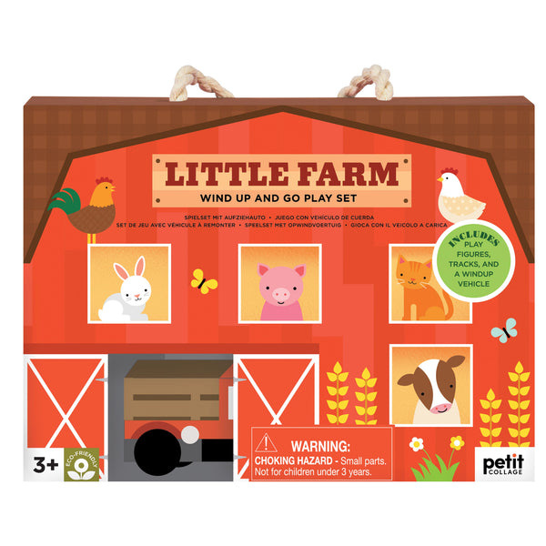 PETIT COLLAGE WIND UP AND GO PLAY SET - LITTLE FARM MULTI-COLOURED