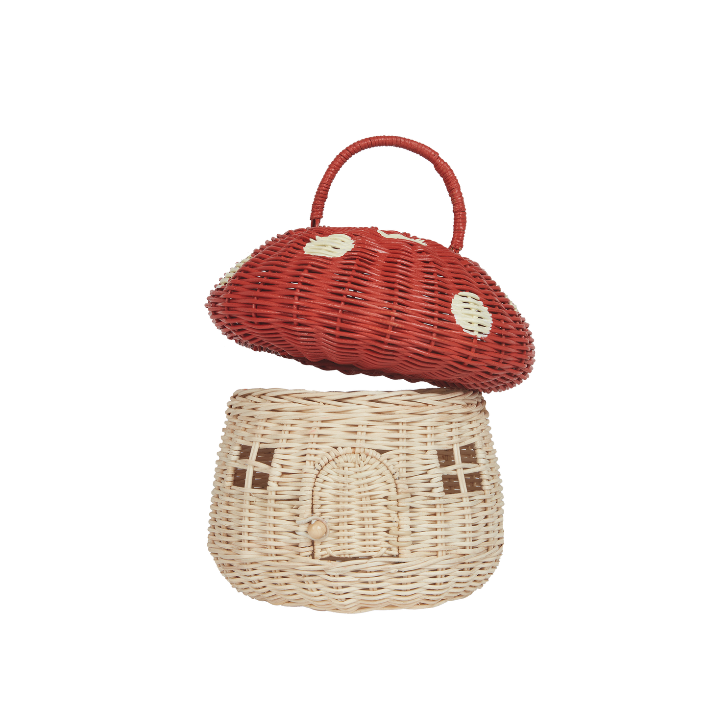 OLLI ELLA RATTAN MUSHROOM BASKET red