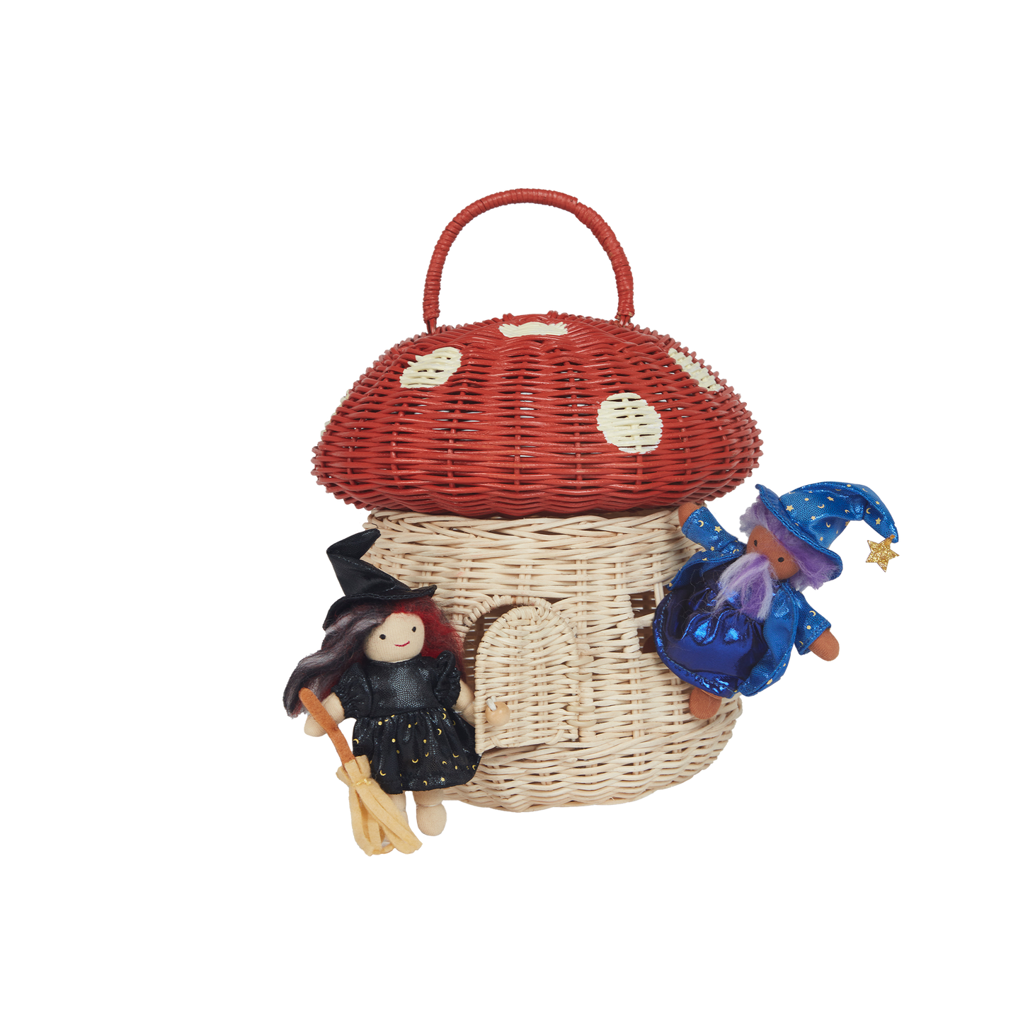OLLI ELLA RATTAN MUSHROOM BASKET red