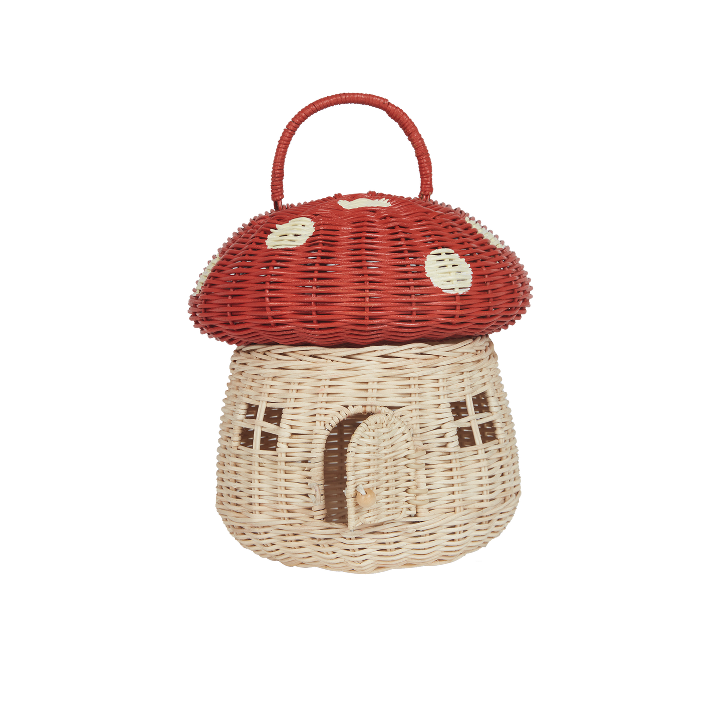 OLLI ELLA RATTAN MUSHROOM BASKET red