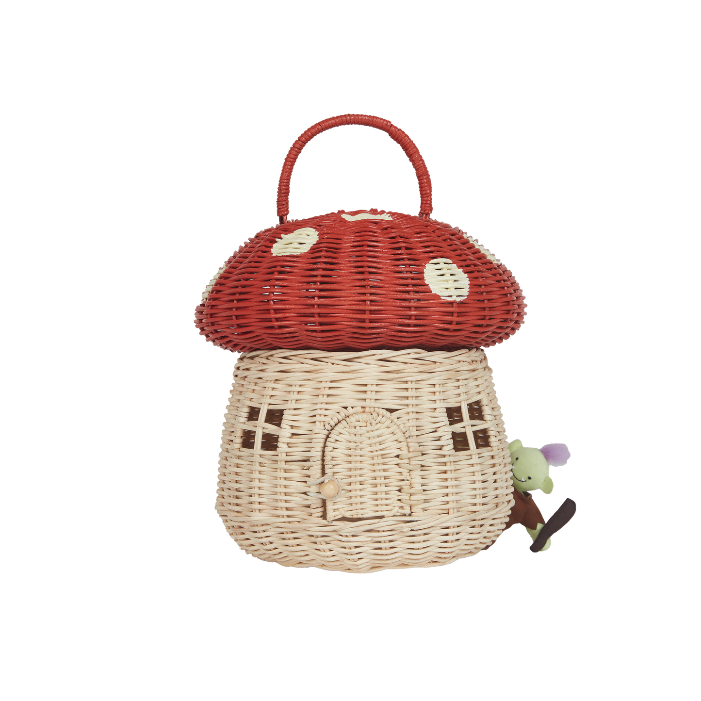 OLLI ELLA RATTAN MUSHROOM BASKET red