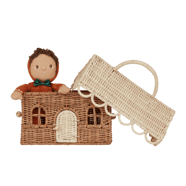 OLLI ELLA Rattan Gingerbread Casa Clutch / Natural & Straw