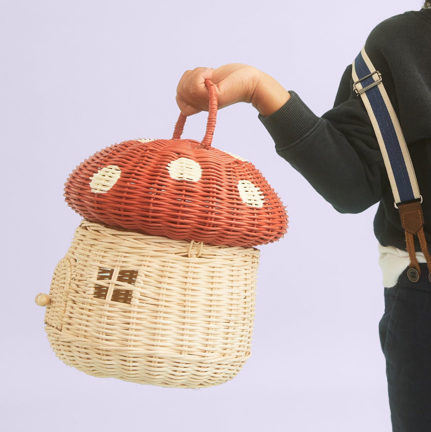 OLLI ELLA RATTAN MUSHROOM BASKET red