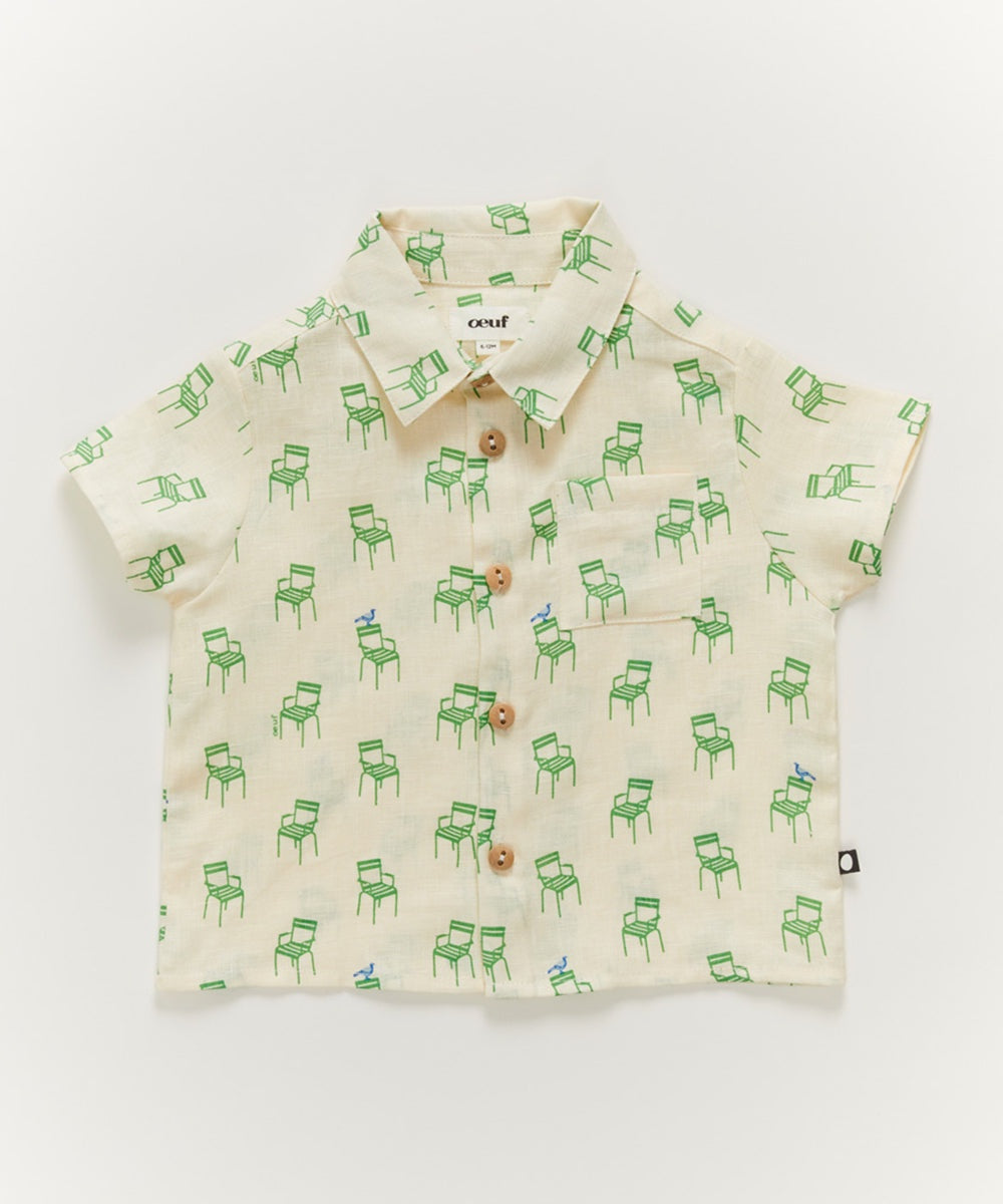 OEUF NYC Button Down Shirt Gardenia/Chair
