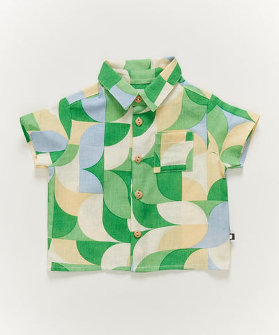 OEUF NYC Button Down Shirt Fougere/Geometric