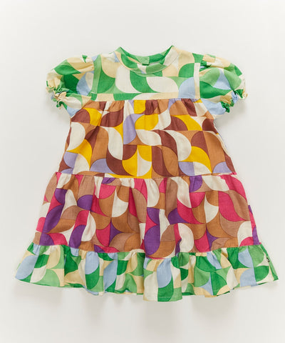 OEUF NYC Tiered Dress Fougere/Geometric