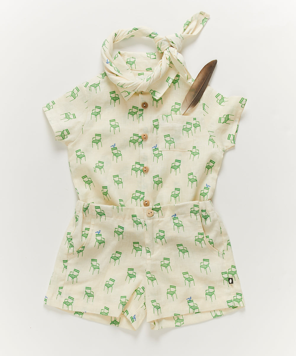 OEUF NYC Button Down Shirt Gardenia/Chair