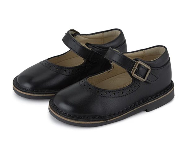 YOUNG SOLES MARTHA VELCRO MARY JANE SHOE BLACK LEATHER