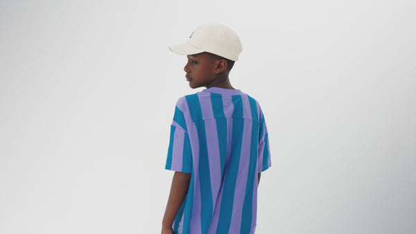 REPOSE AMS OVERSIZED TEE - BRIGHT BLUE BLOCK STRIPE