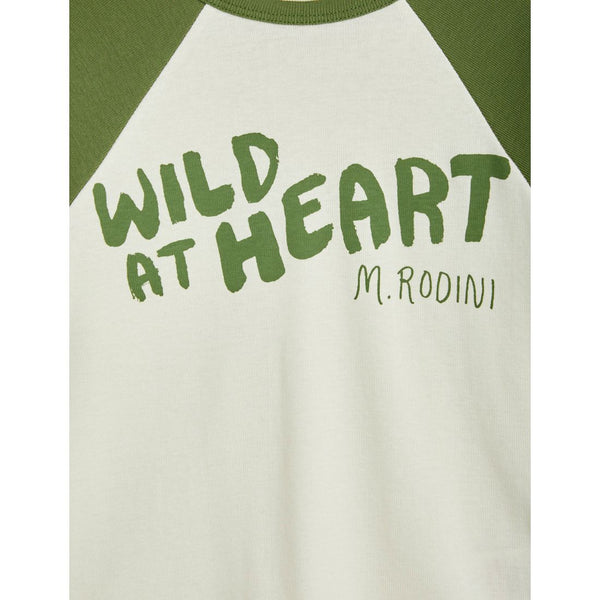 MINI RODINI WILD AT HEART RAGLAN T-SHIRT GREEN