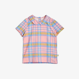 MINI RODINI CHECK WITH COLLAR T-SHIRT