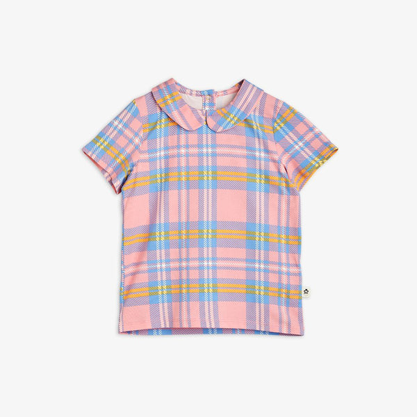 MINI RODINI CHECK WITH COLLAR T-SHIRT