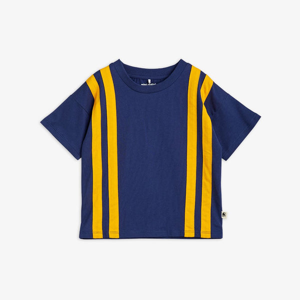 MINI RODINI PANEL STRIPE T-SHIRT BLUE