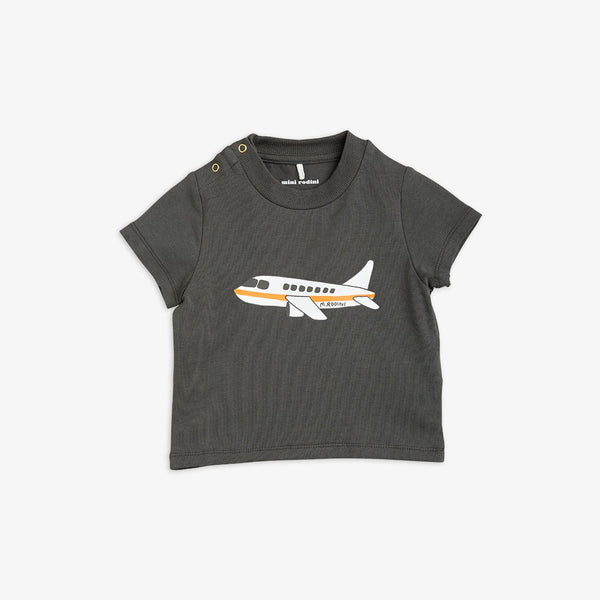 MINI RODINI AIRPLANE T-SHIRT DARK GREY