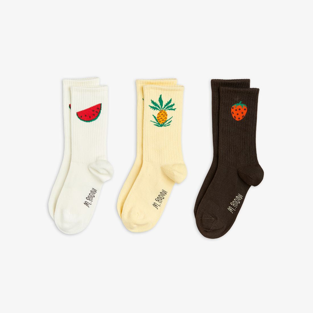MINI RODINI 3-PACK FRUITS SOCKS BROWN