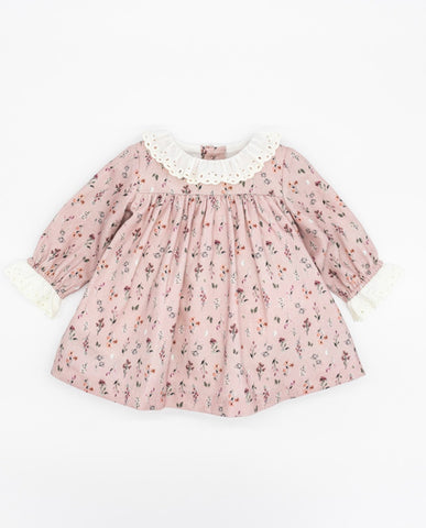 Fina Ejerique MINI DRESS VIELLA PINK FLOWERS EMBROIDERED COLLAR O21A05