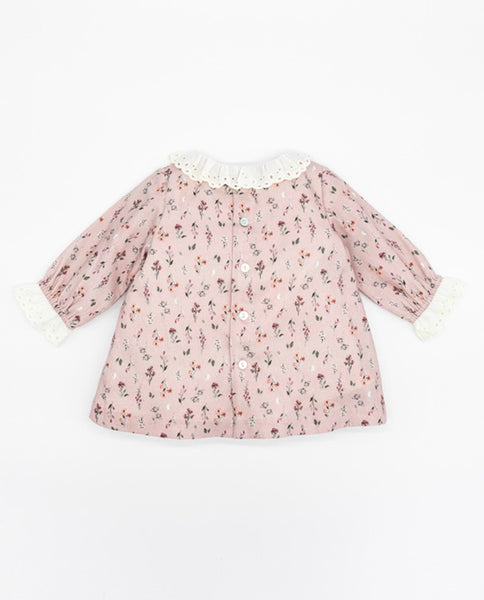 Fina Ejerique MINI DRESS VIELLA PINK FLOWERS EMBROIDERED COLLAR O21A05