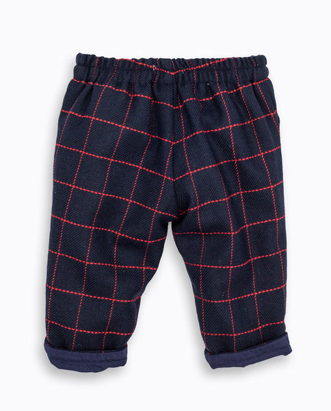 Fina Ejerique NAVY WOOL TROUSERS WITH RED CHECKS O21B57