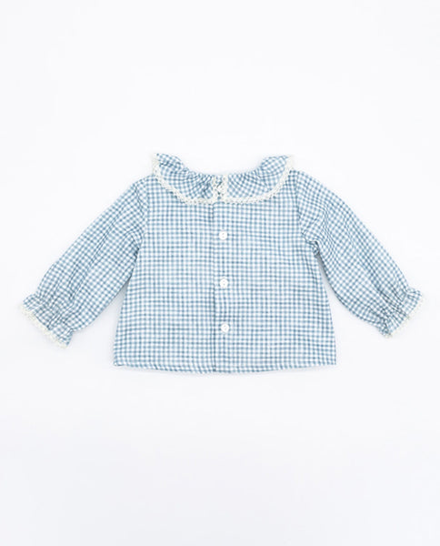 Fina Ejerique VIELLA VICHY BLUE CHECKS BLOUSE O21C12