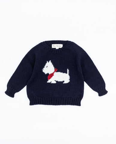 Fina Ejerique MERINO WOOL KNITTED SWEATER NAVY DOG O21B51H14