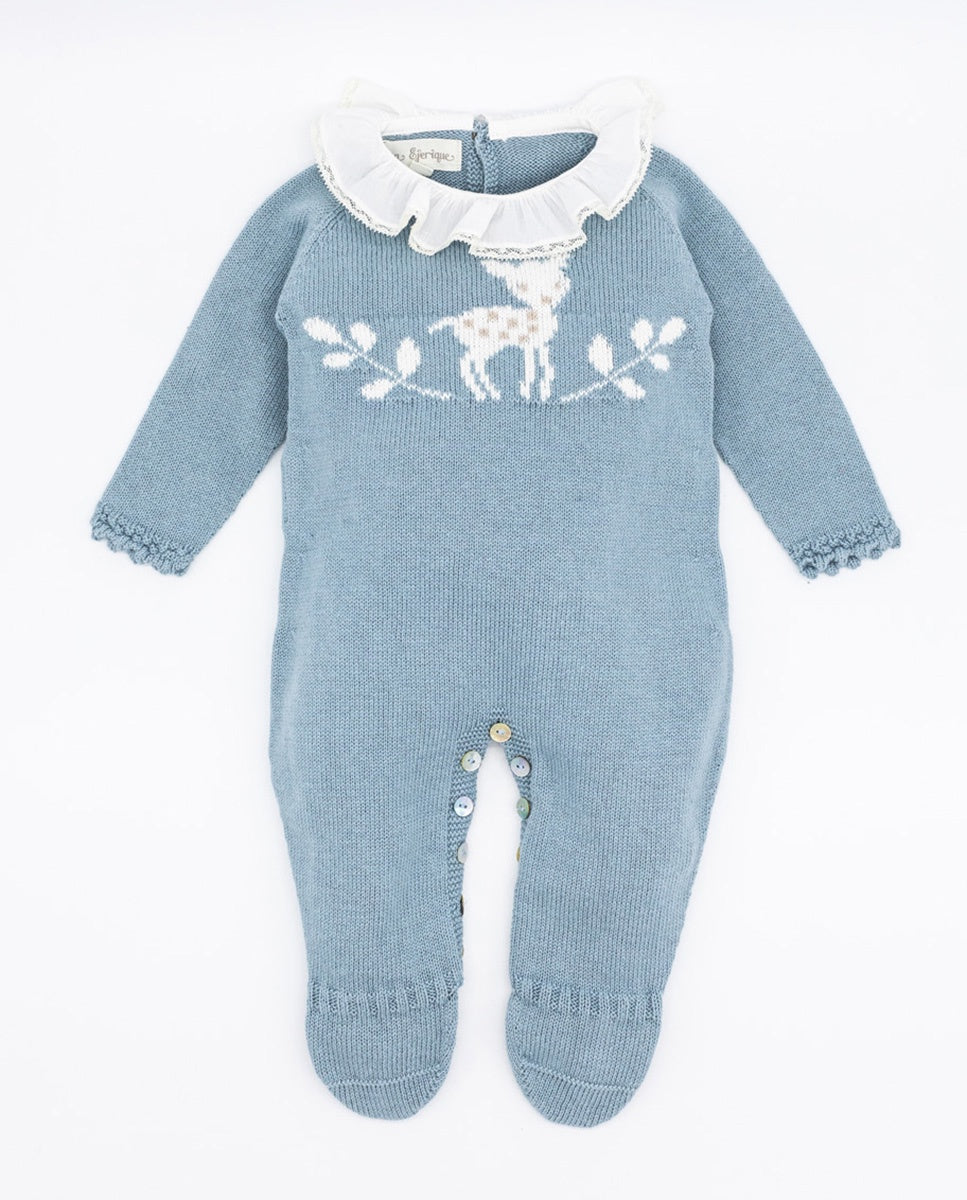 Fina Ejerique MERINO WOOL KNITTED COTTON ROMPER O21C97 BLUE