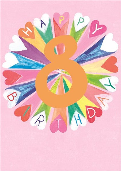 Paper Salad HAPPY BIRTHDAY CARD AGE 8 GIRL