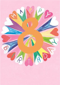 Paper Salad HAPPY BIRTHDAY CARD AGE 8 GIRL