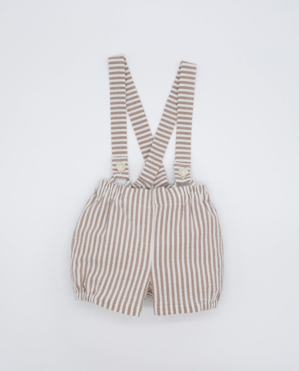 Fina Ejerique TAUPE STRIPED ELASTIC SHORTS P22B96