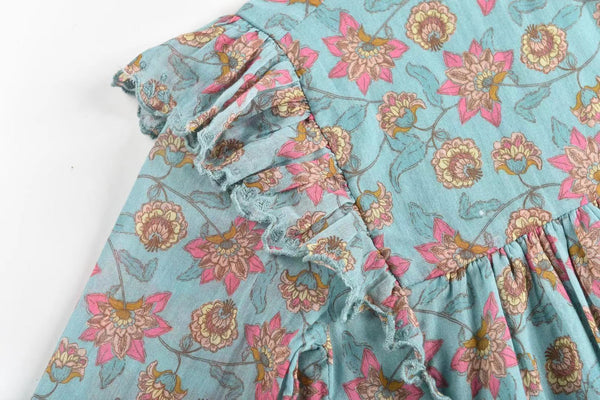 LOUISE MISHA Bisiali Dress Turquoise Flowers
