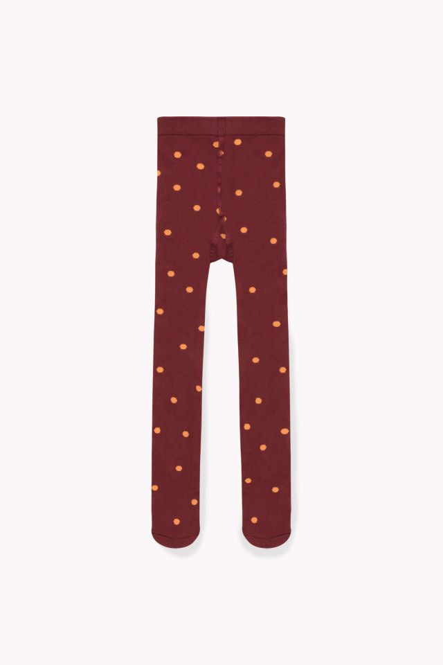 TINYCOTTONS DOTS TIGHTS AUBERGINE/CORAL